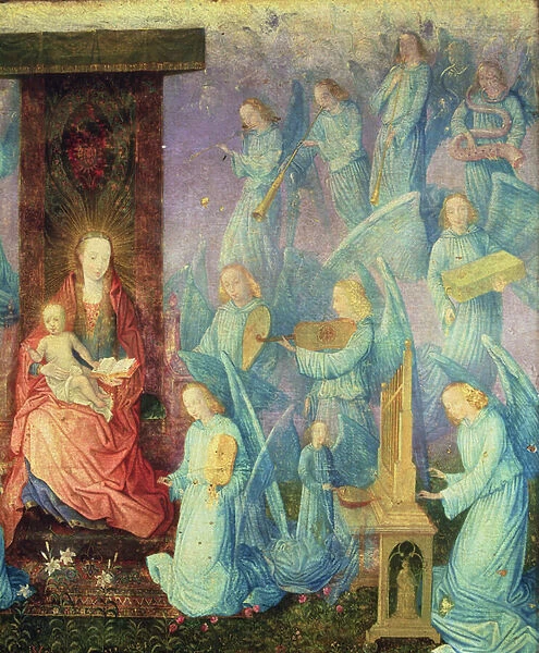 A Concert of Angels (oil on panel) (detail)