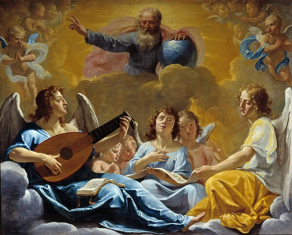 Concerts of angels Representation of the Almighty God with the Globe