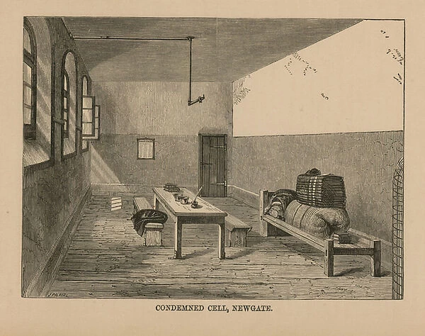 Condemned cell at Newgate Prison (engraving)