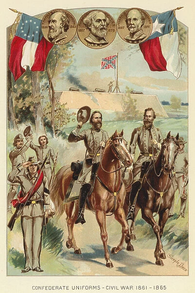 Confederate Uniforms, Civil War 1861-1865 (colour litho)