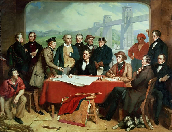 Conference of Engineers at Britannia Bridge, c. 1850 (oil on canvas)