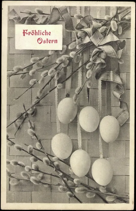 Framed Print : Congratulations Easter, Easter eggs on willow bibs