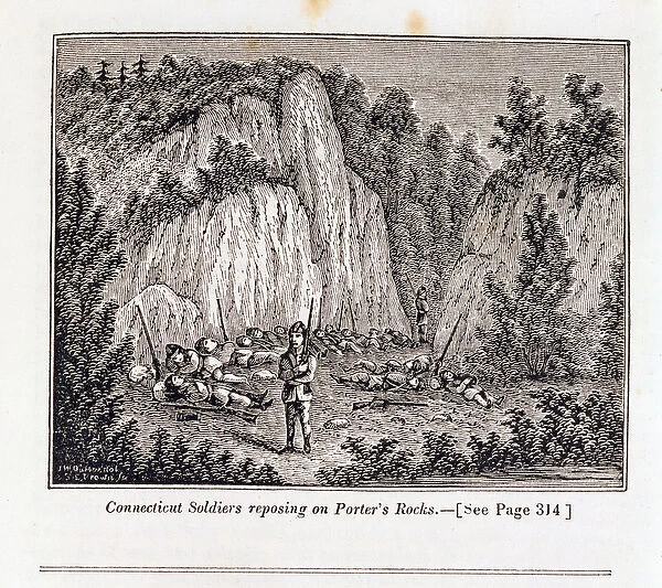 Connecticut Soldiers Reposing on Porters Rock before Attacking the Pequot Fort