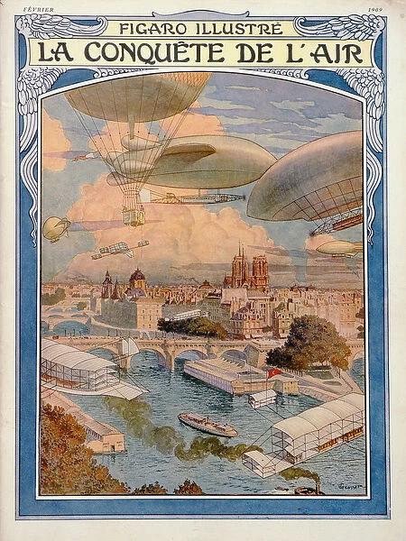 The Conquest of the Air, 1909 (colour litho)