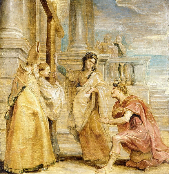 Constantine worshipping the True Cross, (oil on panel)