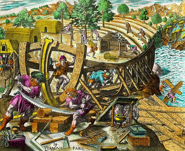 Construction of a boat for the Spanish navigator Vasco Nunez de Balboa (1475-1517