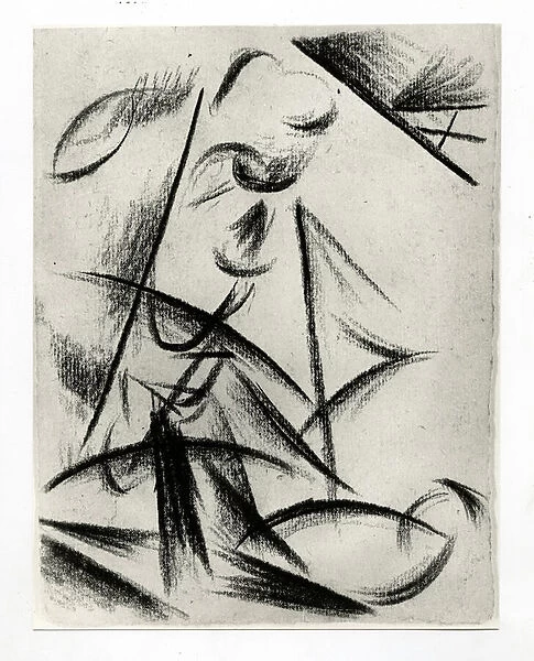 Construction, c. 1914-15 (charcoal on paper) (b  /  w photo)