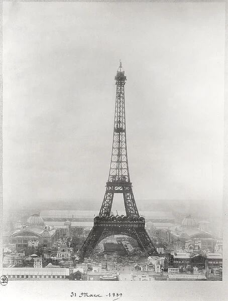 Construction of the Eiffel Tower, Paris, 31st March 1889 (b  /  w photo)