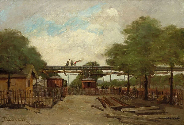 Construction of an Elevated Railway: Bridge over the Cours de Vincennes, 1888 (oil on fabric)