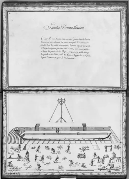 Framed Print : Construction of a galley, second demonstration, plate 2, illustration from Demonstrations
