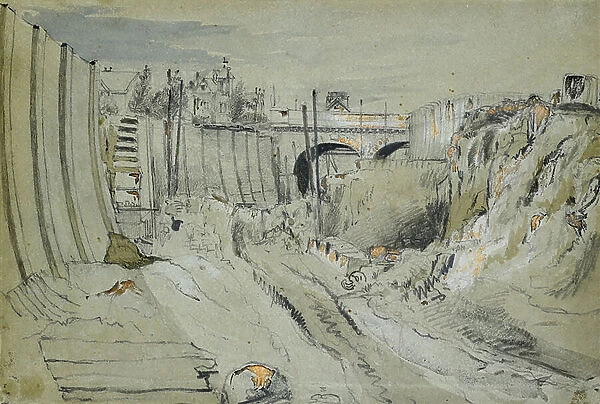 Construction of the London and Birmingham Railway, c. 1835 (pencil and wash on paper)