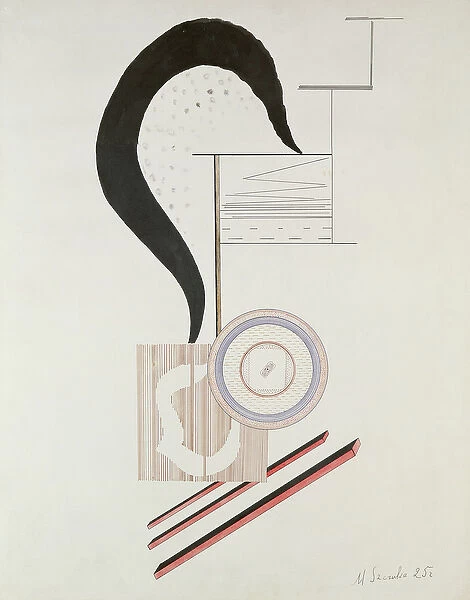 Constructivist Composition, 1925 (pen & ink, w  /  c & gouache on paper)