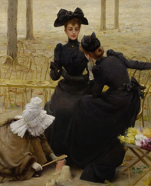 Conversation au Jardin du Luxembourg. Peinture de Corcos, Vittorio Matteo (1859-1933)