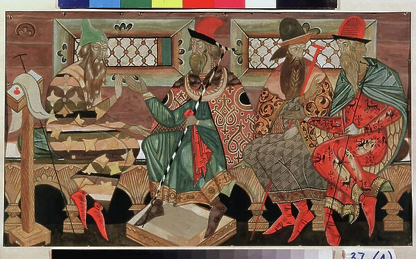 Conversation (Talk) - Oeuvre de Dmitri Semyonovich Stelletsky (1875-1947), gouache sur papier, 1911 - Art russe, 20e siecle, modernisme - State Regional I Pozhalostin Art Museum, Riazan (Russie)