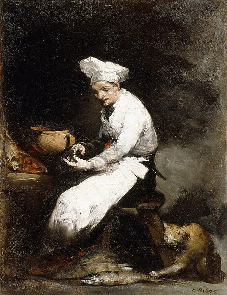 The Cook and the Cat, (oil on canvas)