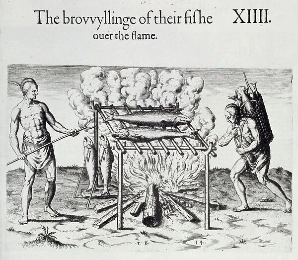 Cooking Fish, plate from A Brief and True Report of the New Found Land of Virginia