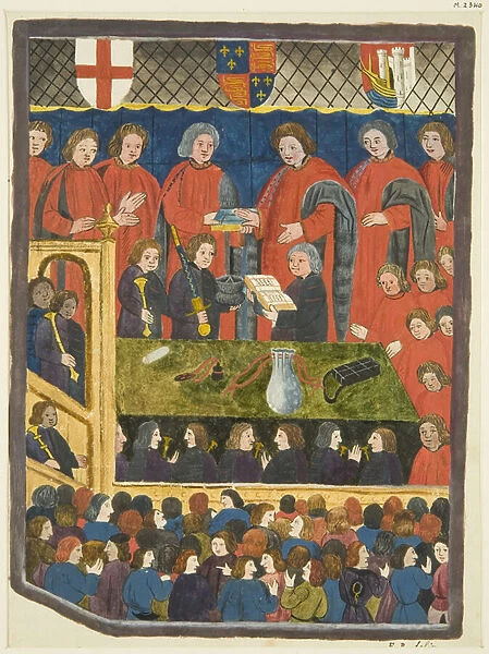Copies of Illustrations from Ricarts Calendar - The ceremony of swearing in