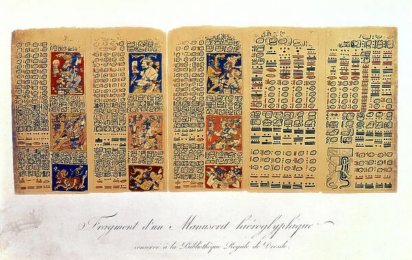 Copy of a fragment of the Dresden Codex showing Mayan astronomical calculations