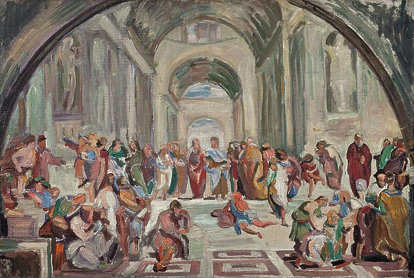 Copy after Rafael: The school of Athens, 1912 (oil on canvas)