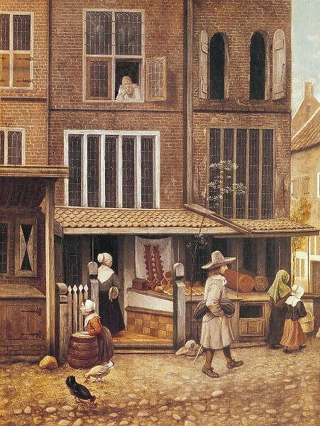Corner of a Town with a Bakery (oil on panel)