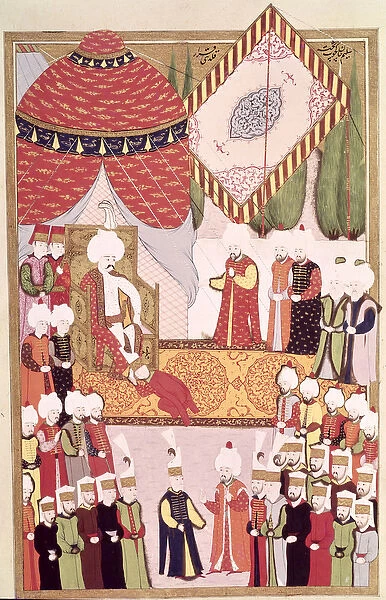 The Coronation of Sultan Selim I (1466-1520) from the Hunername by Lokman