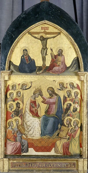 Coronation of the Virgin with angels, saints and the Crucifixion, c. 1405 (tempera on poplar wood)