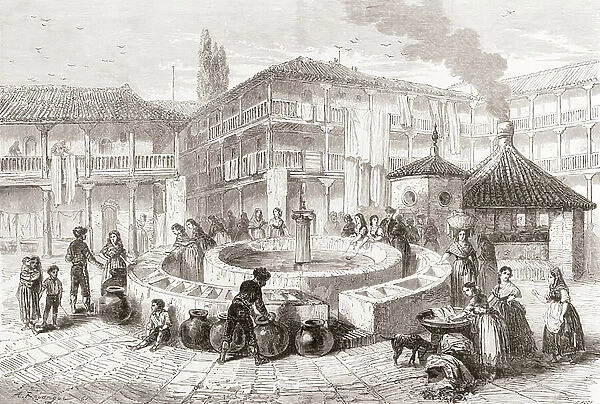 The Corral del Conde, Seville, Andalusia, Spain in the 19th century, from Album-Evenement, Prime du Journal L'Evenement, pub. 1865