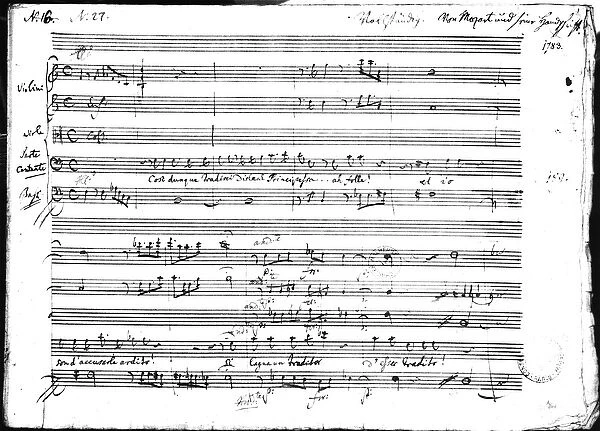 Cosi Dunque Tradisci... recitative and aria, 1783 (pen & ink on paper)