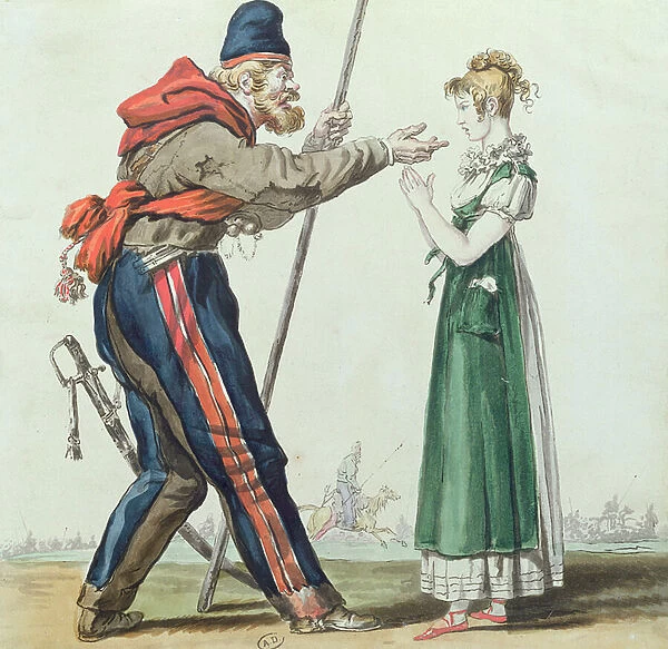 The Cossack in Paris, c. 1815 (pen & ink and w  /  c on paper)