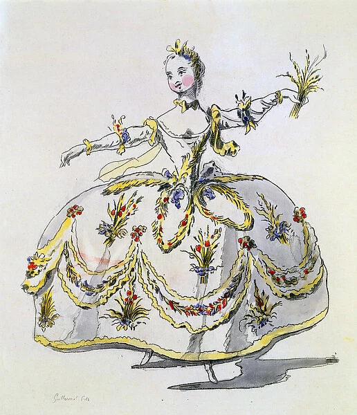 Costume Design for Ceres, facsimile made by A. Guillaumot Fils (hand-coloured engraving)