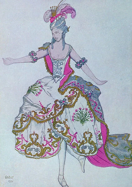 Costume design for The Fairy Carnation, from Sleeping Beauty, 1921 (colour litho)