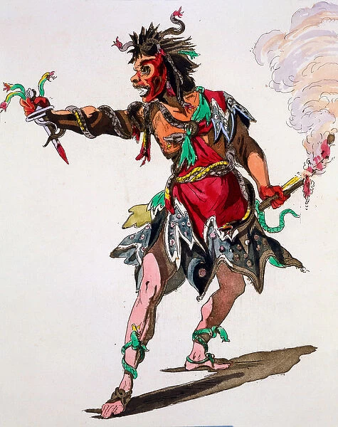 Costume Design for A Fury (hand-coloured engraving)