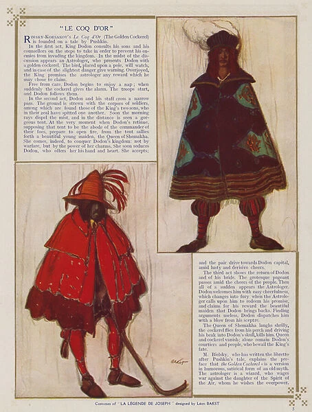 Costume design by Leon Bakst for a Ballets Russes production of Ricards Strauss ballet Josephslegende (colour litho)