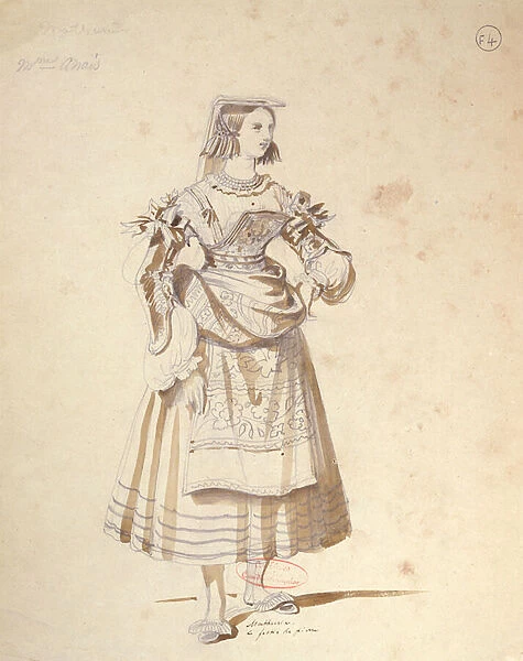 Costume design for Mathurine in an 1847 production of Don Juan
