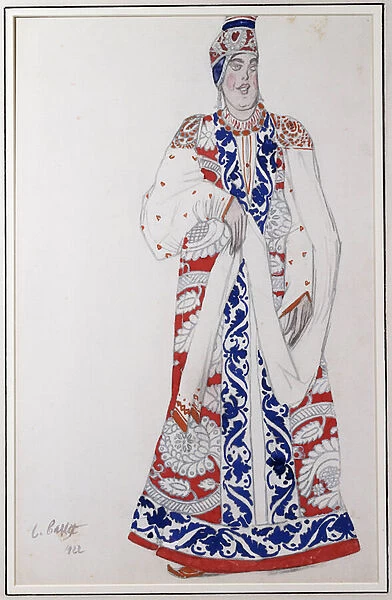 Costume design for Moskwa, 1922 (pencil, gouache & silver paint on paper)