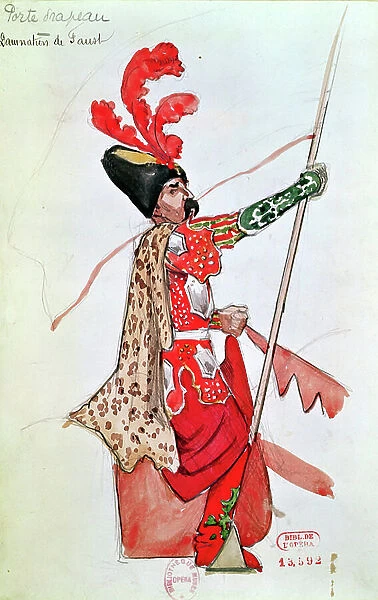 Costume design for a standard bearer from La Damnation de Faust (1846) by Hector Berlioz (1803-69) 1906-08 (w / c on paper)