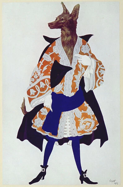 Costume design for The Wolf, from Sleeping Beauty, 1921 (colour litho)