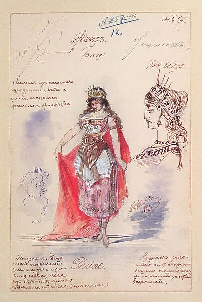 Costume designs for the role of Phrine in the opera Faust, by Charles Gounod