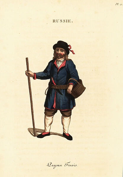 Costume of a Finnish peasant, 18th century, 1823 (engraving)