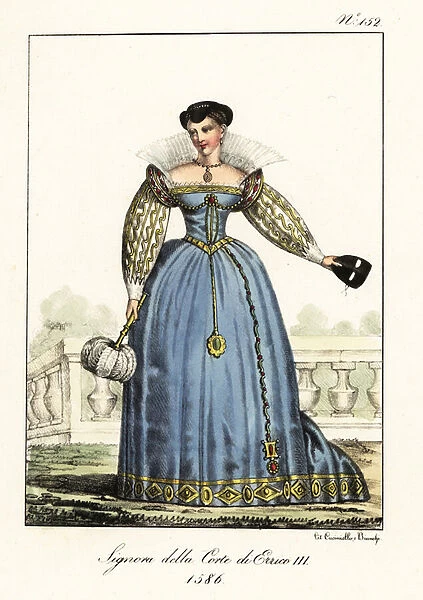 Costume of a lady at the court of King Henry III of France, 1586 1825 (lithograph)