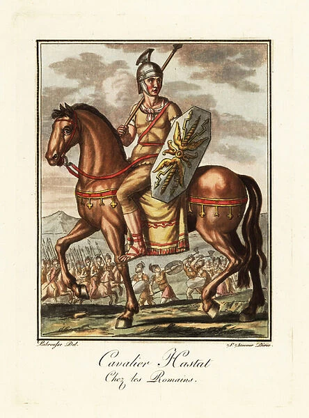 Costume of a mounted lancer, ancient Rome. 1796 (engraving)