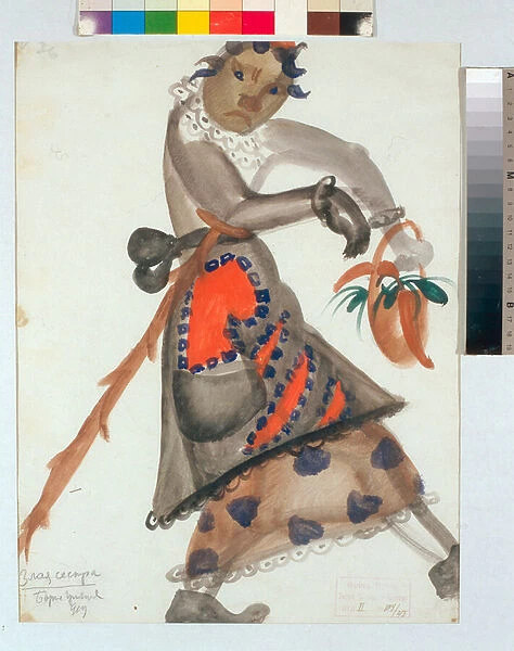 'Costume pour l opera 'Snegourotchka'(ou La Demoiselle des neiges, conte de Printemps) de Nikolai Rimski-Korsakov, aquarelle de Boris Dmitryevich Grigoriev (1886-1939), 1919 Dim 42, 5x32