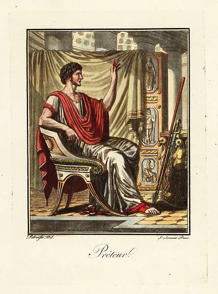 Costume of a praetor or magistrate, ancient Rome. 1796 (engraving)