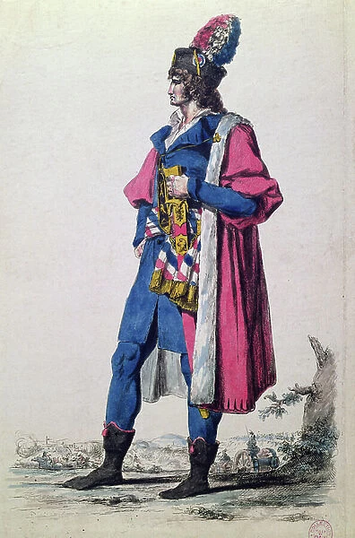 Costume of a Representative of The French People in 1793, from A New Collection of Military Costumes from France and other Countries, Old and Modern, Paris, 1794-95 (colour engraving)