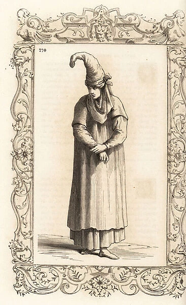 Costume of a woman of Biscay, Basque Country, Spain, 16th centur, 1859-1860 (engraving)