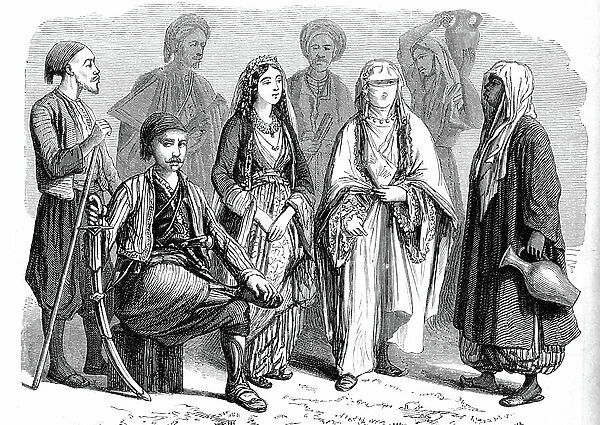 Costumes of Anatolia, Turkey - Engraving from 1861 - Private Collection