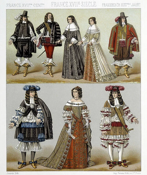 Costumes of the nobility in France in the 18th century. Illustration in '