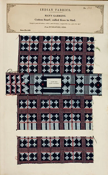 Cotton scarf sample from Nurrapore in Sind, from The Collection of the Textile