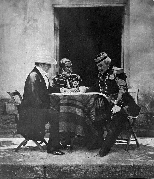 Council of War held on the morning of the taking of Mamelon, 1855 (b  /  w photo)