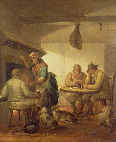 Country Folk By An Inn Fire, 1796 (oil on canvas)